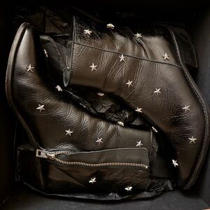 Zadig & Voltaire Black Ankle Boots with Silver Stars